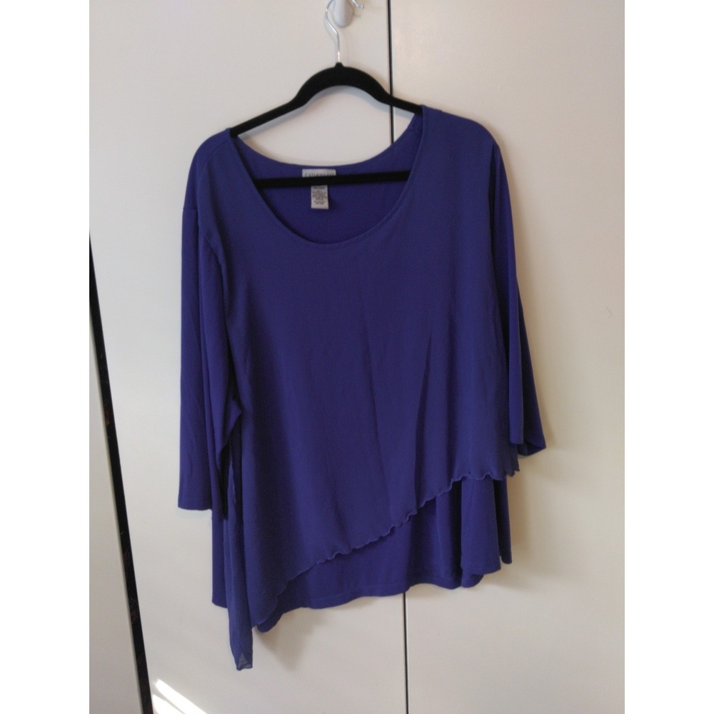 Catherines Elegant Layered Front Tunic Top Plus Size 3x  Asymmetrical Hem Office